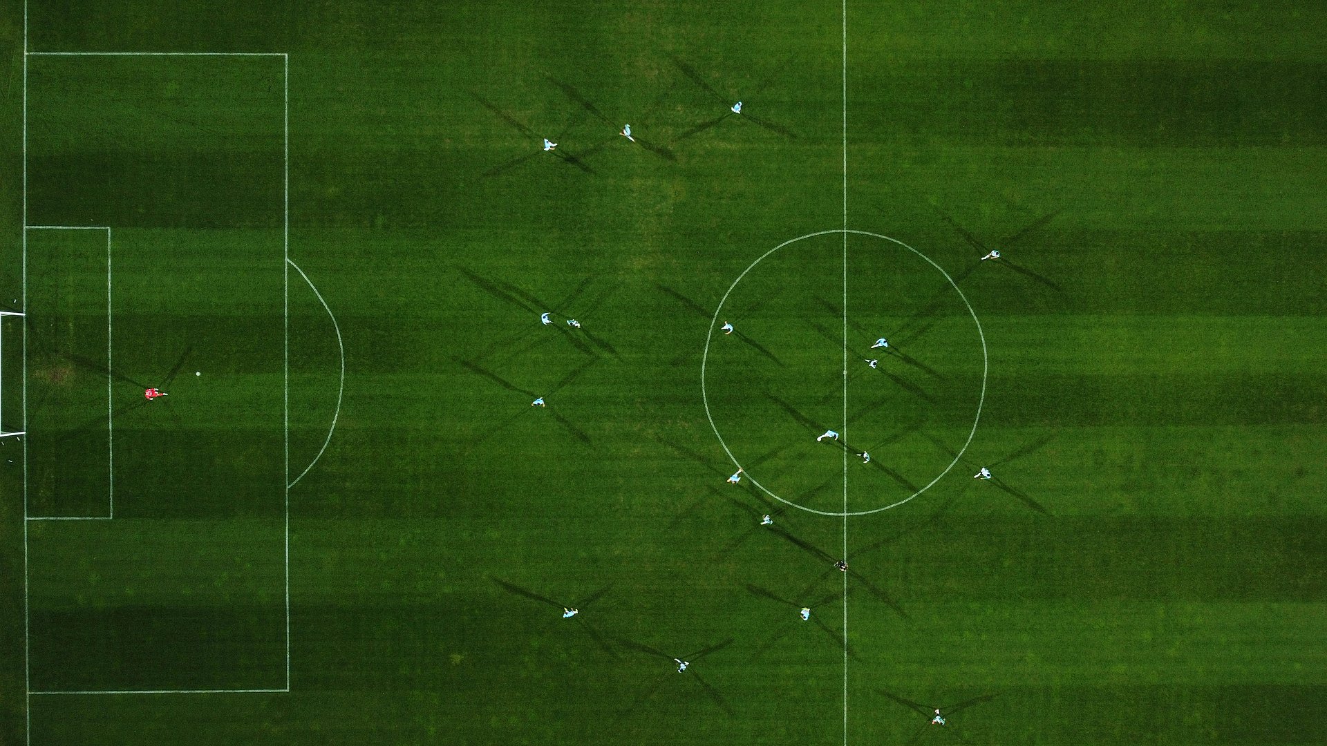 A soccer field seen from above