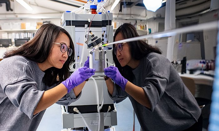 A student working on the mass spectrometer