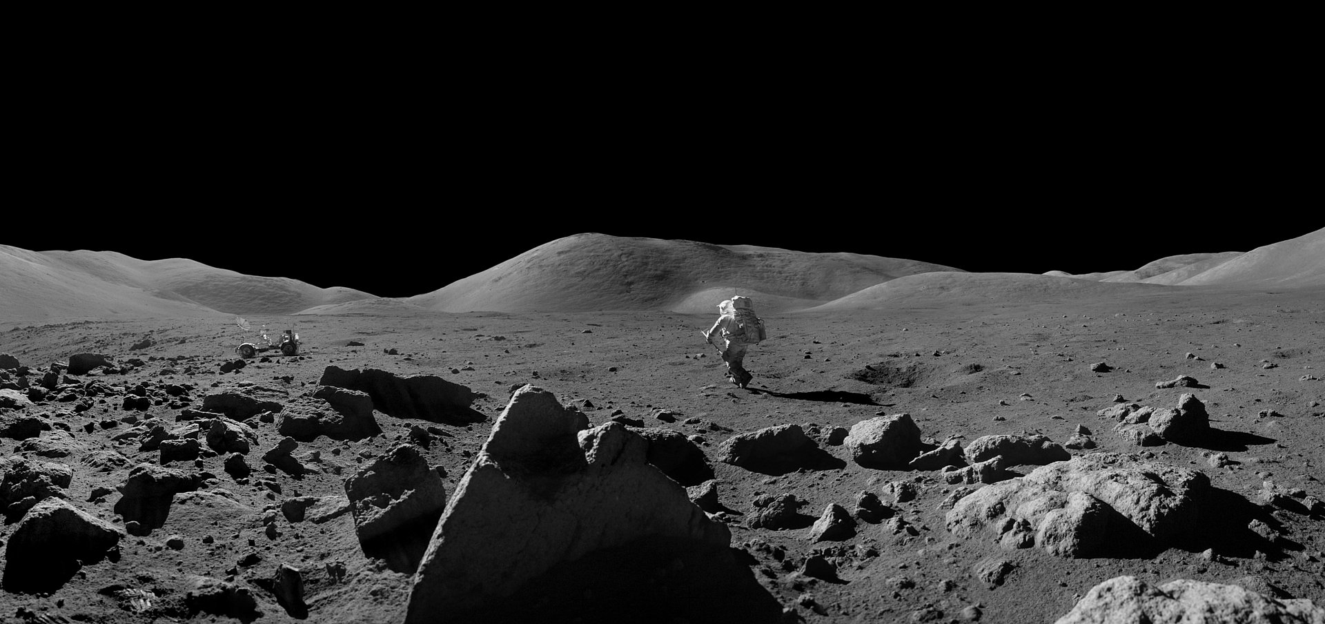 Lunar landscape with astronaut